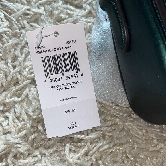 NWT COACH GREEN METALLIC QUILTED LEATHER DINKY 18 SHOULDER BAG #C6622 - Picture 12 of 15